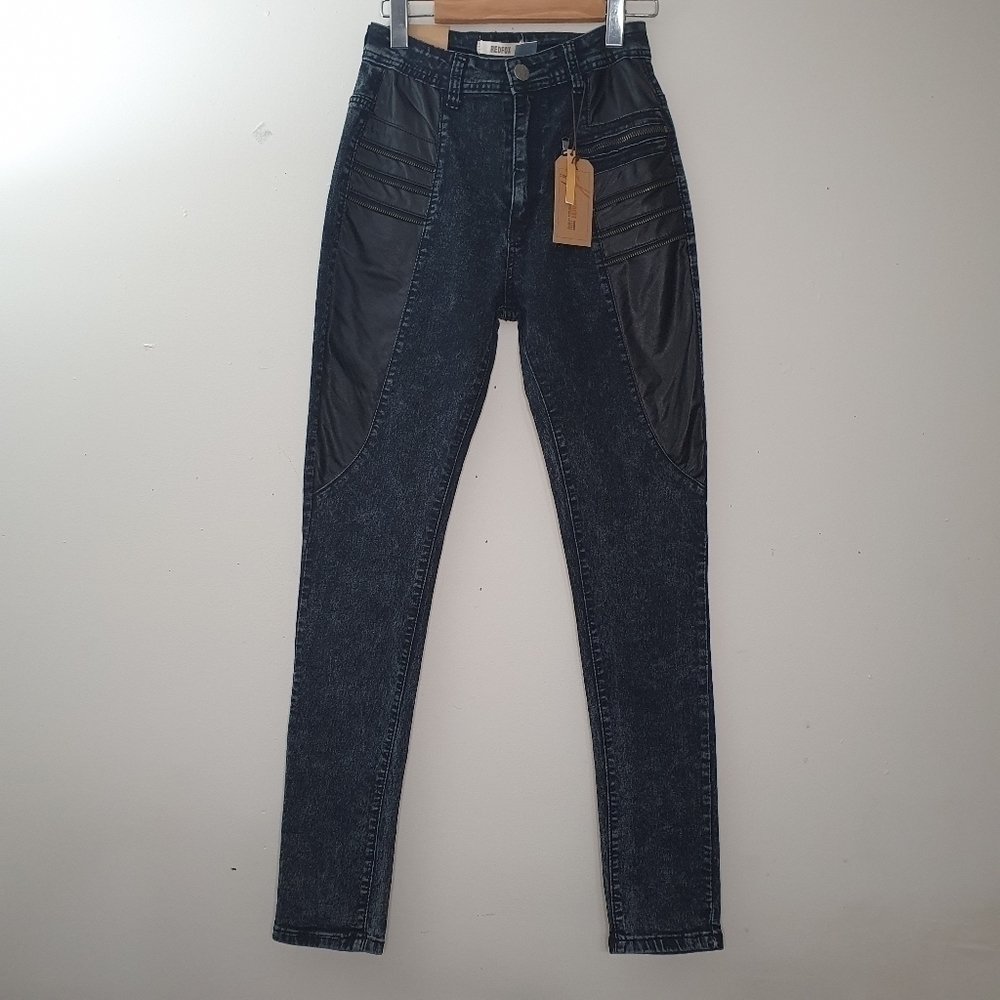 RedFox Premium Jeans High Waist Skinny Black Acid Wash Jeans Size 5